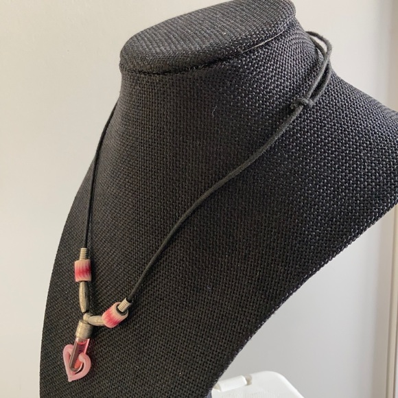 Pink Heart charm w/ LAUREN written on grain of Rice Beaded adjustable Necklace - Picture 3 of 9